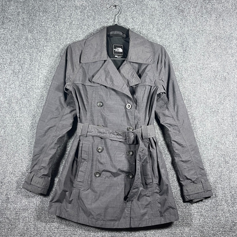 The North Face "Maya" Double-Breasted HyVent Belted Trench Coat Gray Size XS